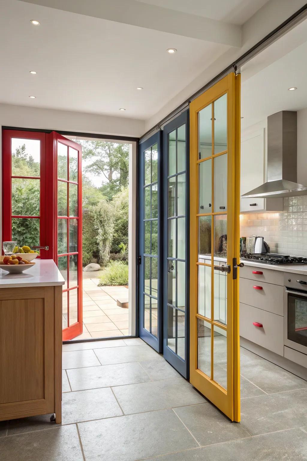 Brightly colored frames make a striking statement in your kitchen.