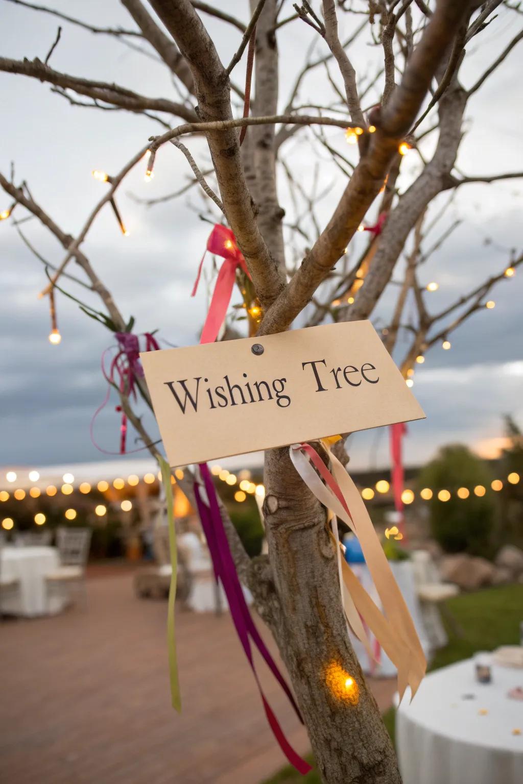 A wishing tree serves as a meaningful and interactive element at the celebration.