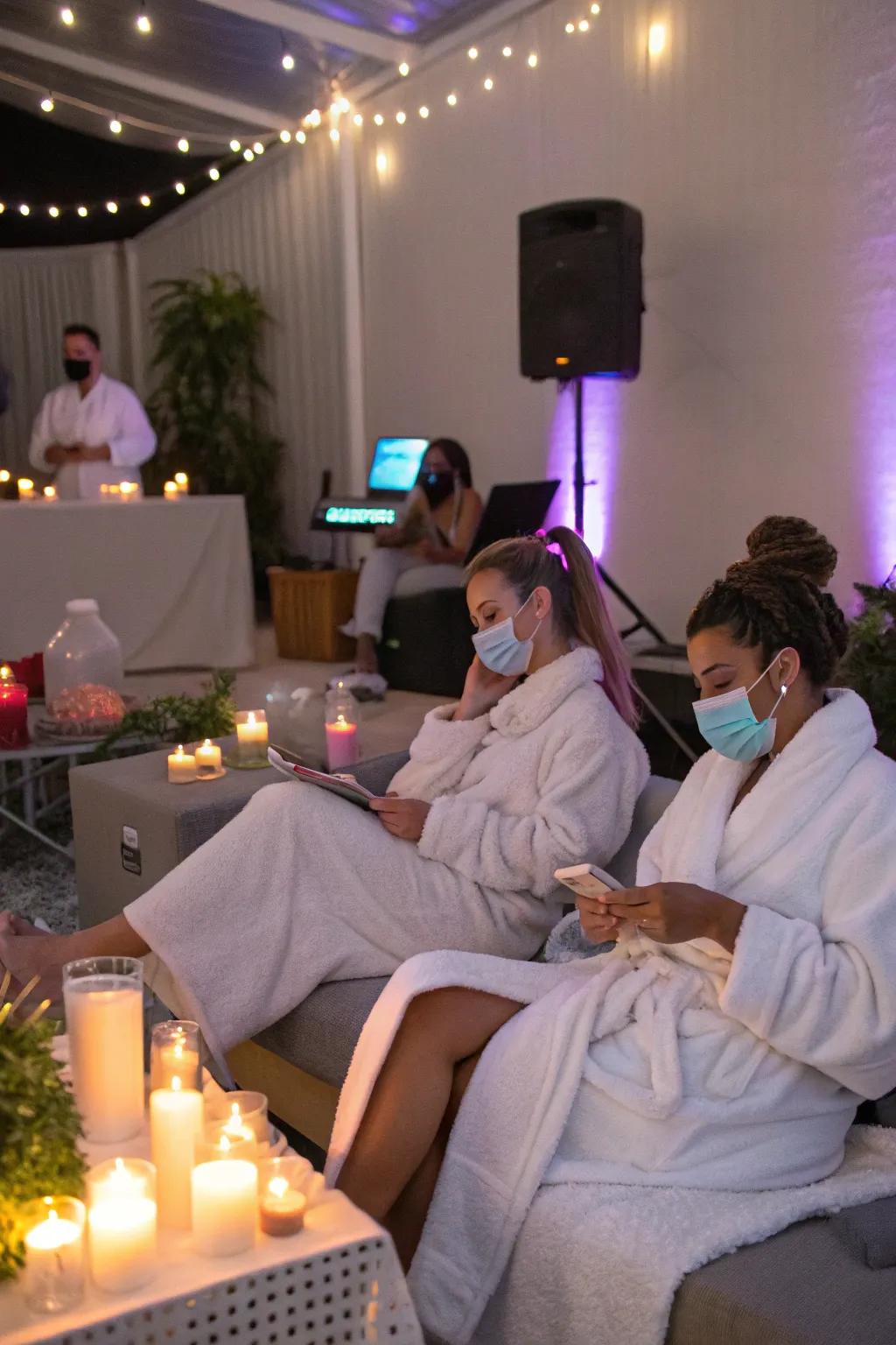 A spa retreat-themed celebration is all about unwinding and relaxation.