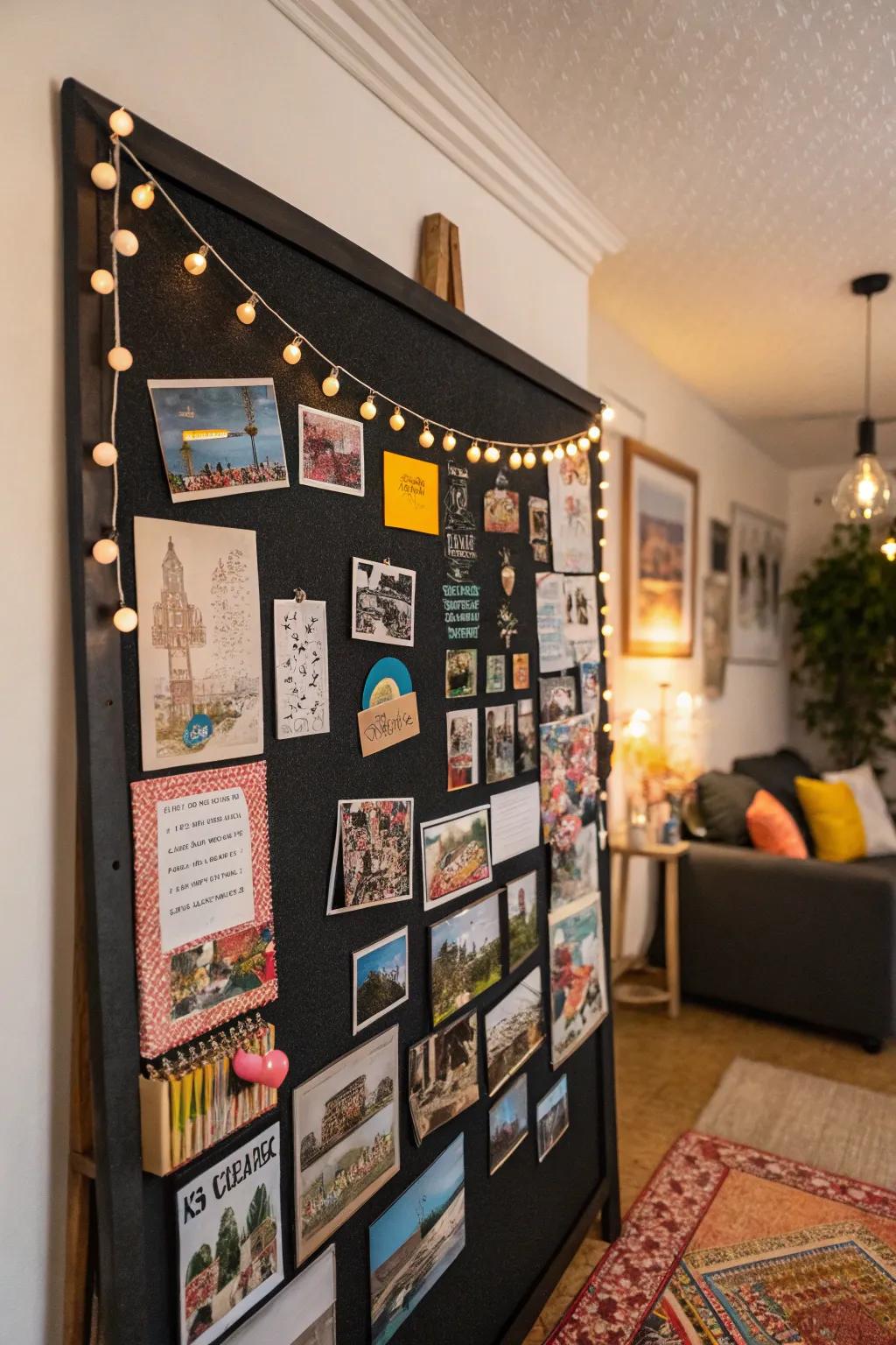 Capture the essence of your adventures with an eclectic display board.
