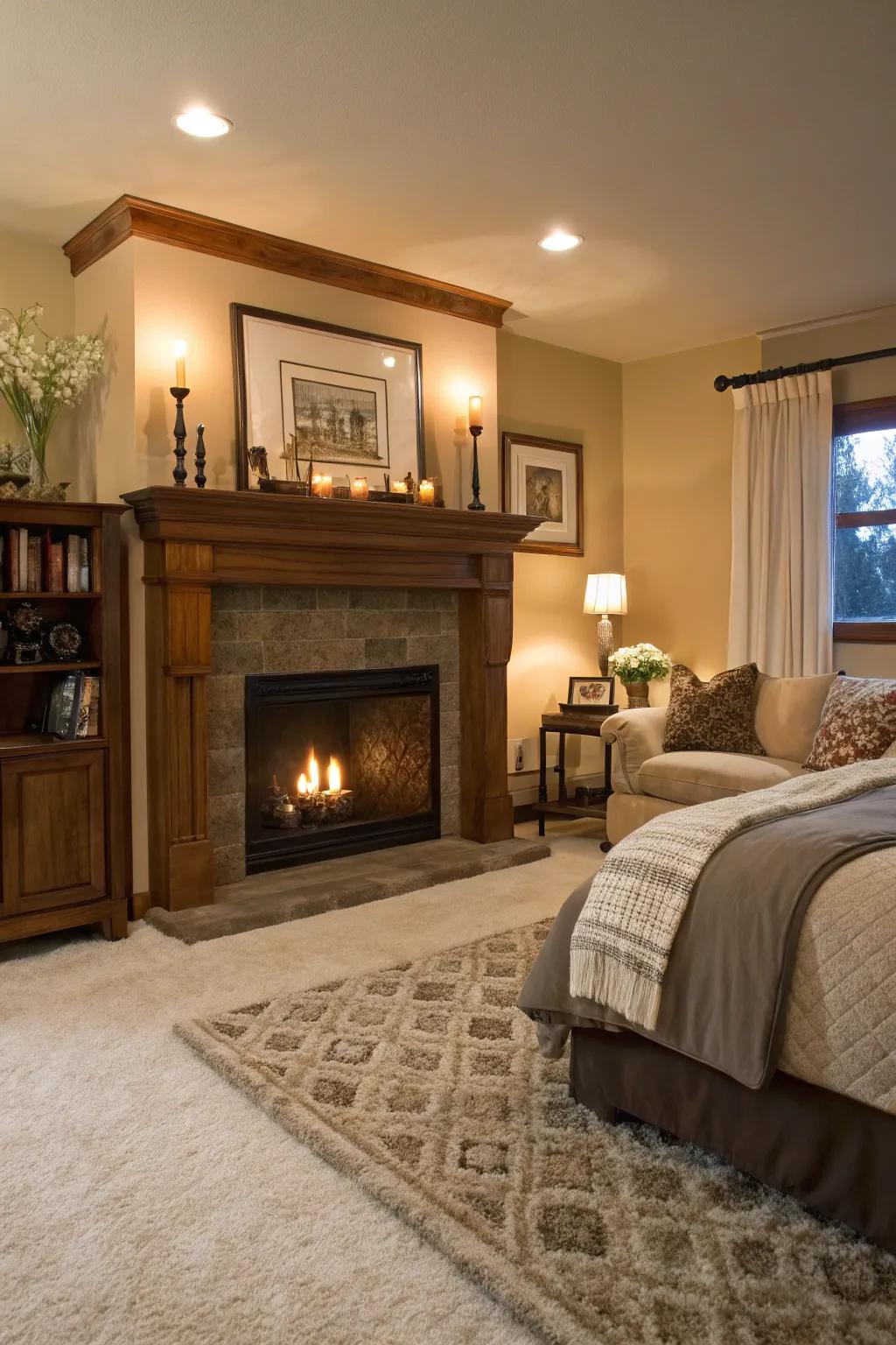A fire feature adds warmth and a cozy focal point.