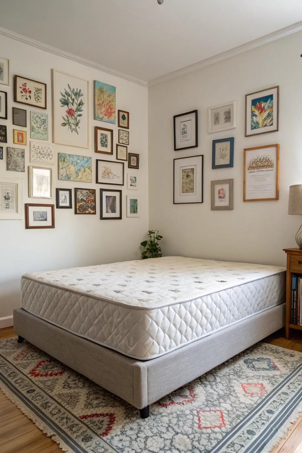 A gallery wall gives visual appeal and a personal touch.