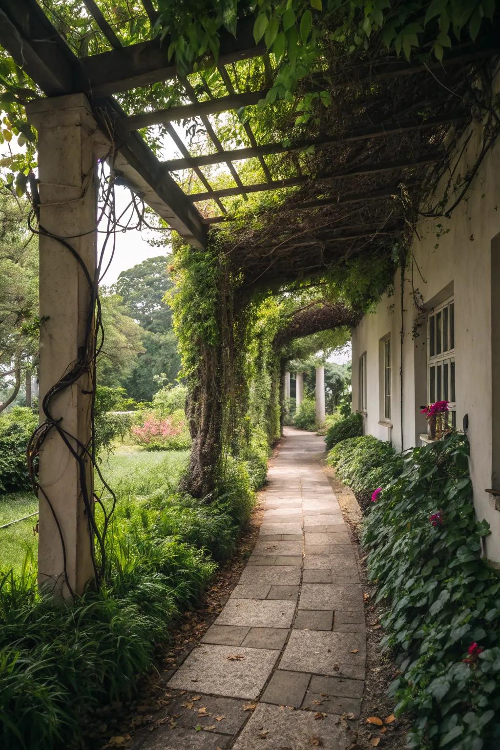 A secret garden path breezeway that inspires wonder and discovery.