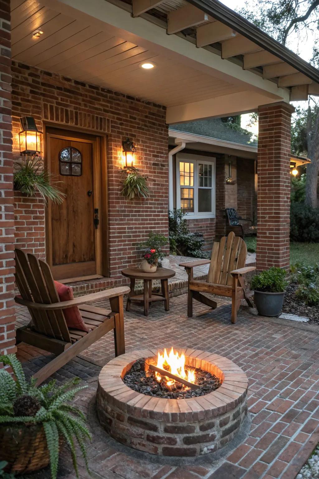 A heater adds warmth and gathering on this charming porch.
