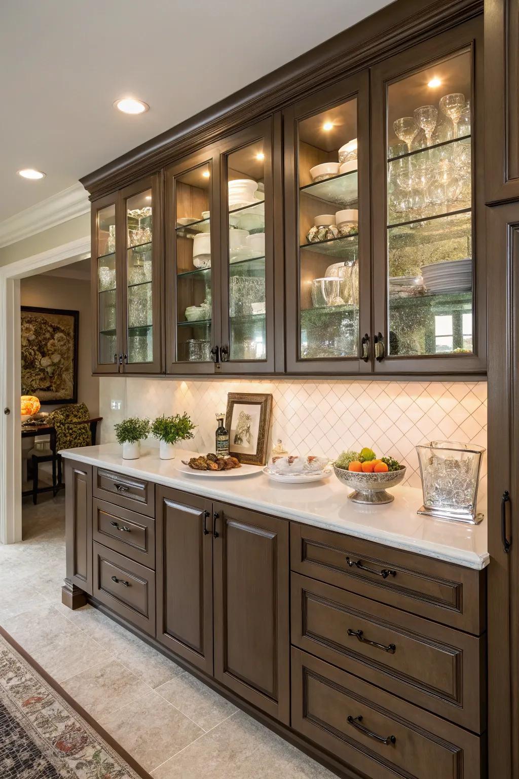 Add elegance with glass-front cabinets.