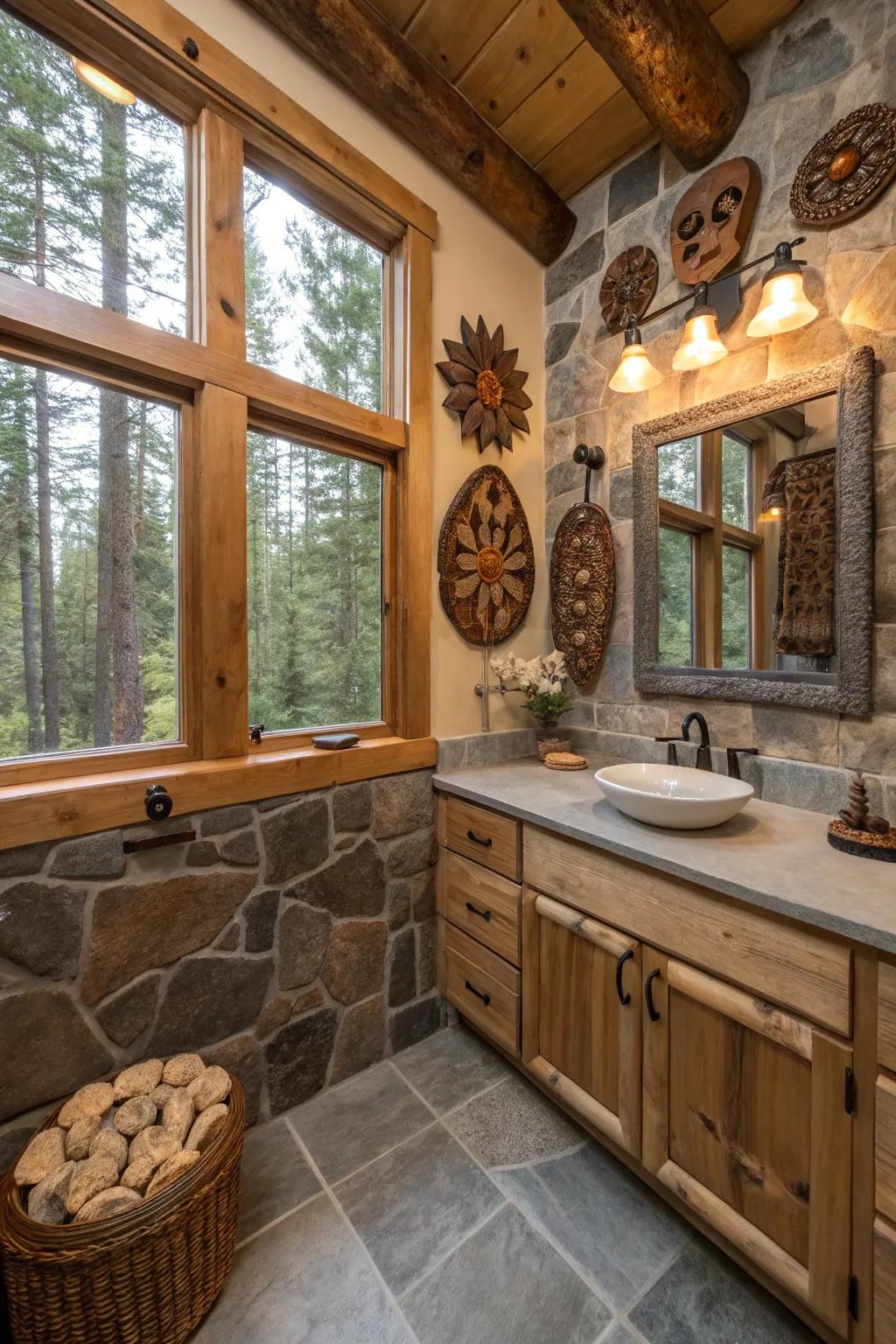 Artworks personalize and enhance your cabin bathroom.