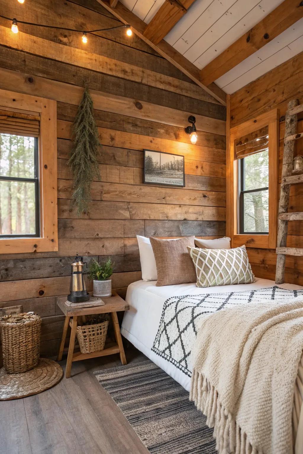 Recycled wood appends uniqueness and sustainability to cabin designs.