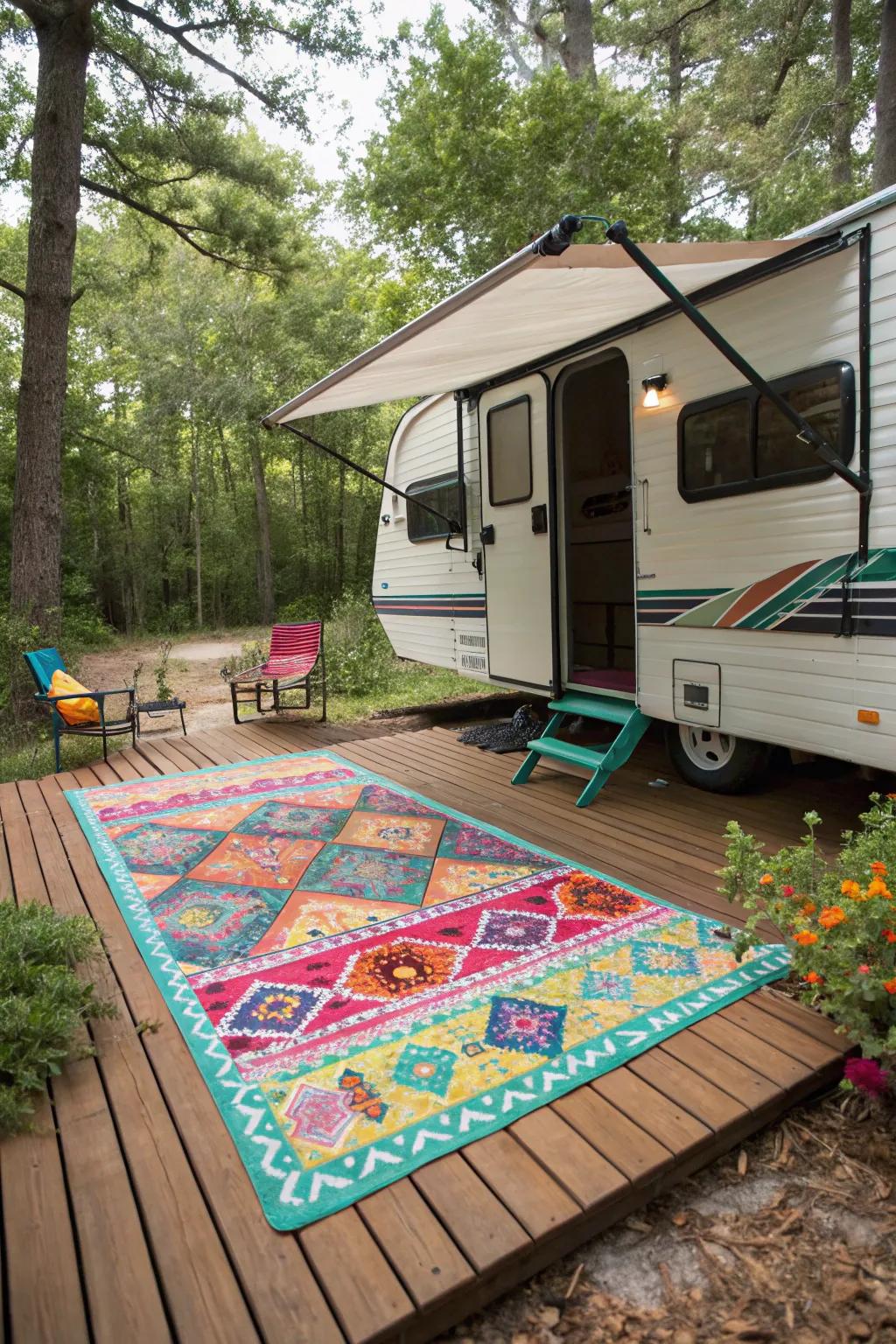 With a DIY deck mat, add a splash of color.