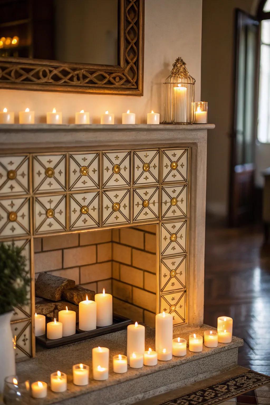 Geometric designs of lights present a modern and playful twist.