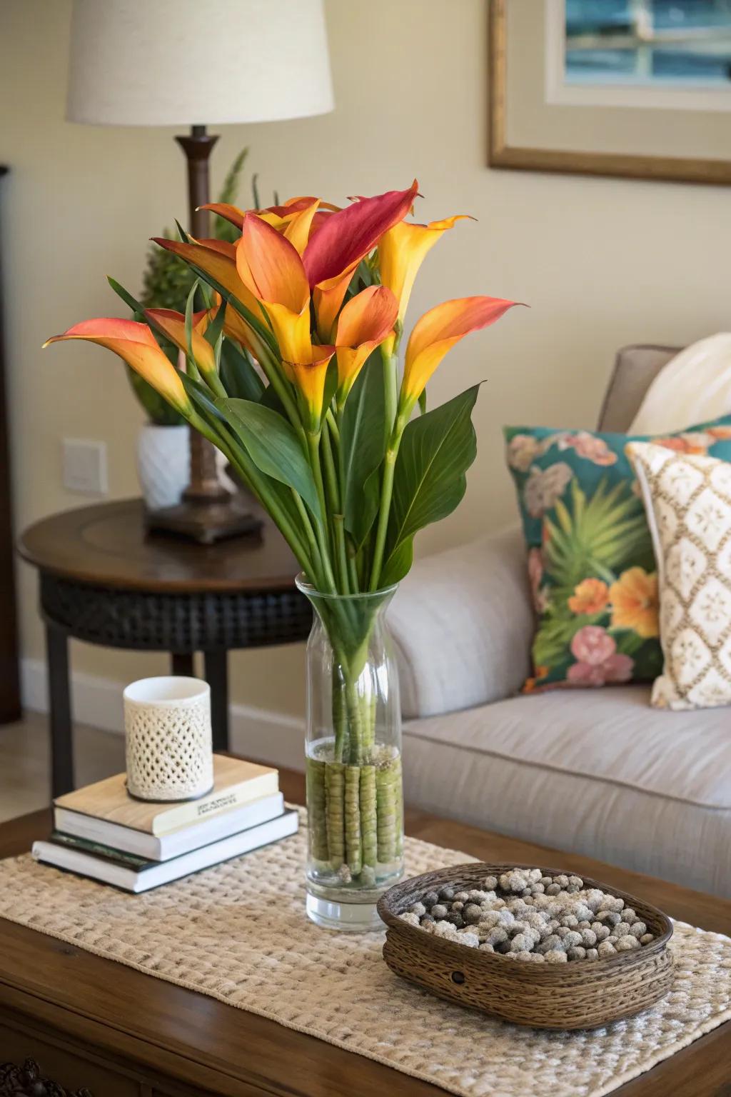 Take the tropics inside through displaying canna lilies.