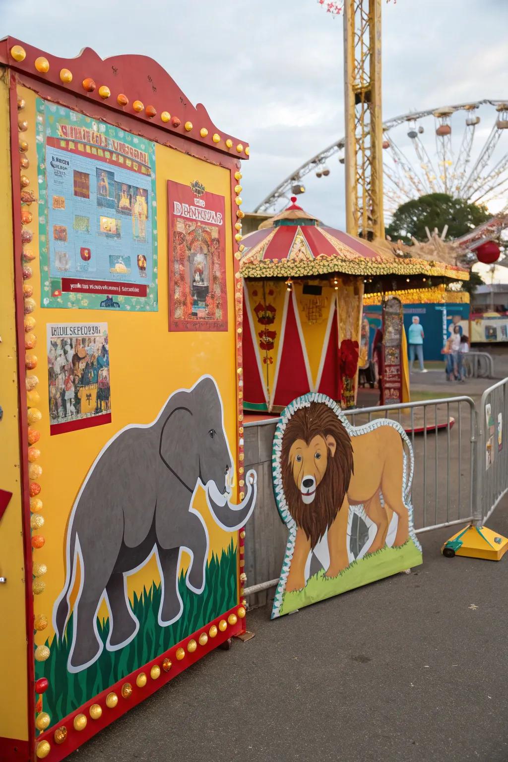 Animal spotlights add a touch of grandeur and spectacle to the fair theme.