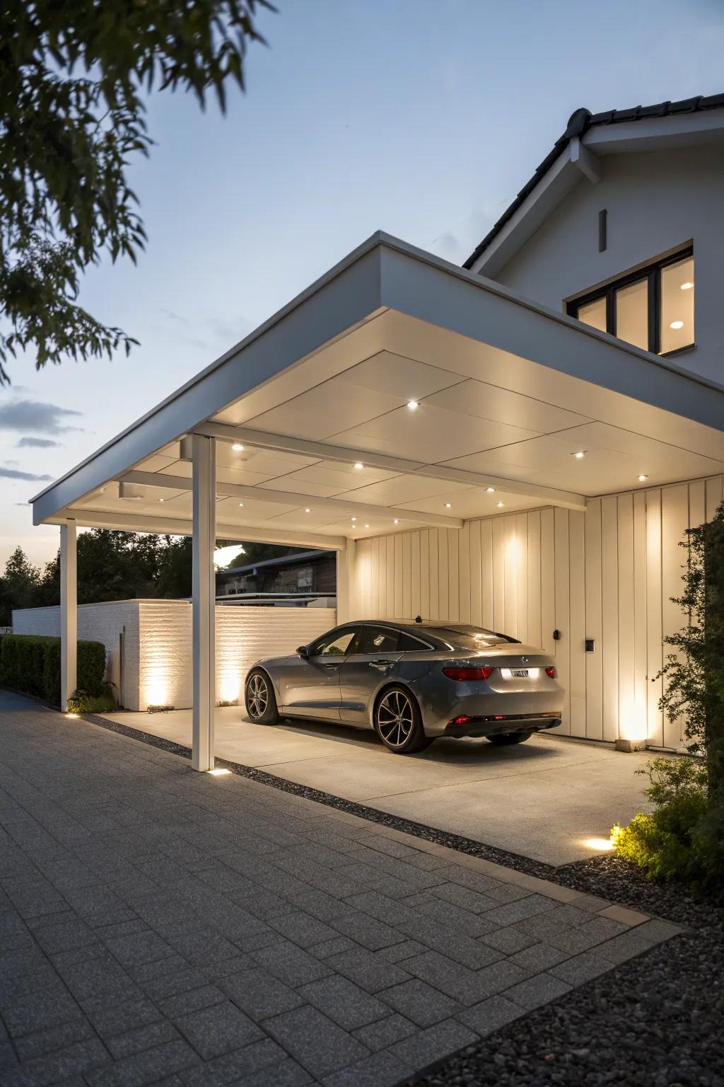 Discrete lighting provides a polished, minimalistic style.