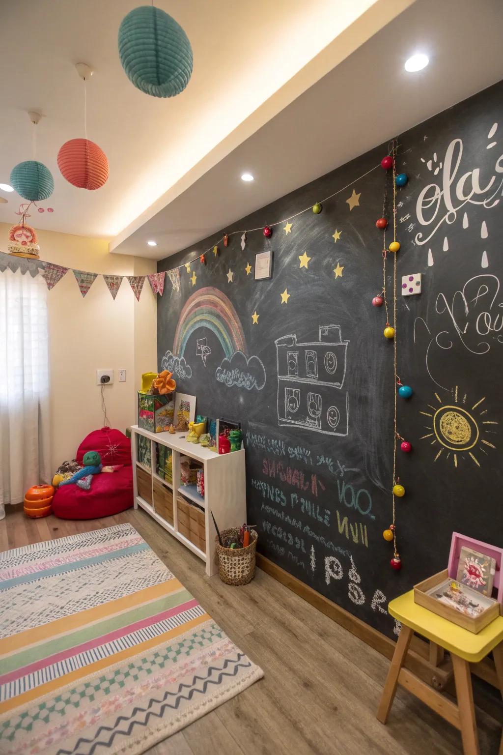 A quote wall encourages positivity and inspiration.