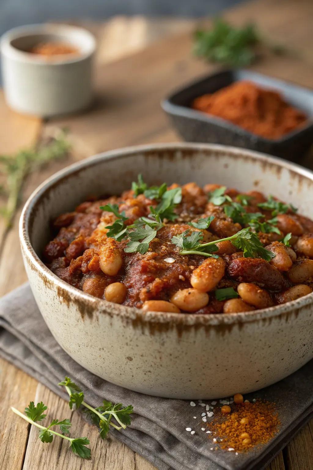 Baked beans with a kick brings a flavorful twist to your BBQ.