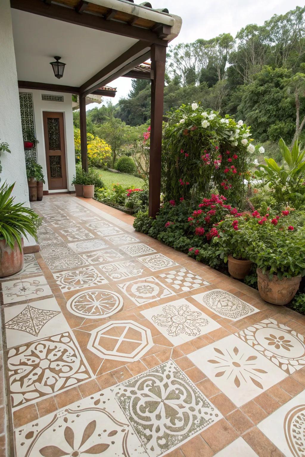 Template patterns incorporating a DIY tiled result.