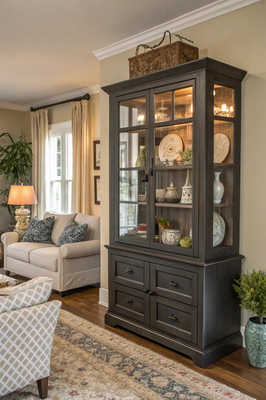 Multifunctional display case for storage and display.