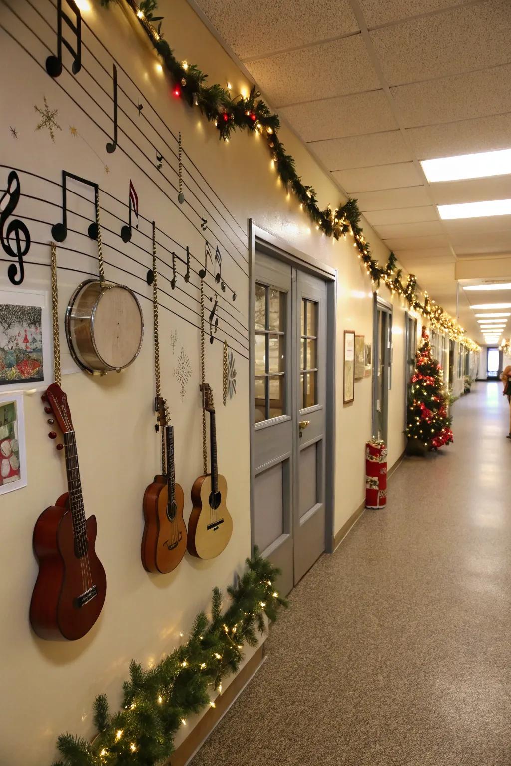 Celebrate the season with a musical Christmas Carol Corner in the hallway.