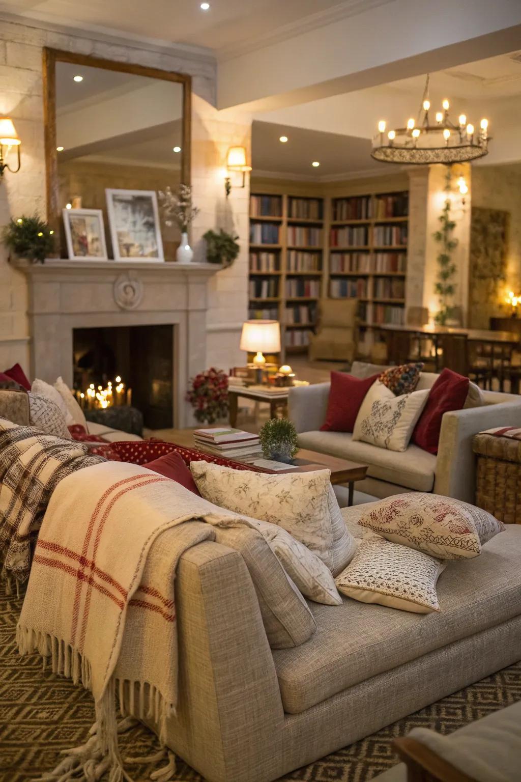 A comfortable sitting space inspires visitors to unwind and revel in the festivities.