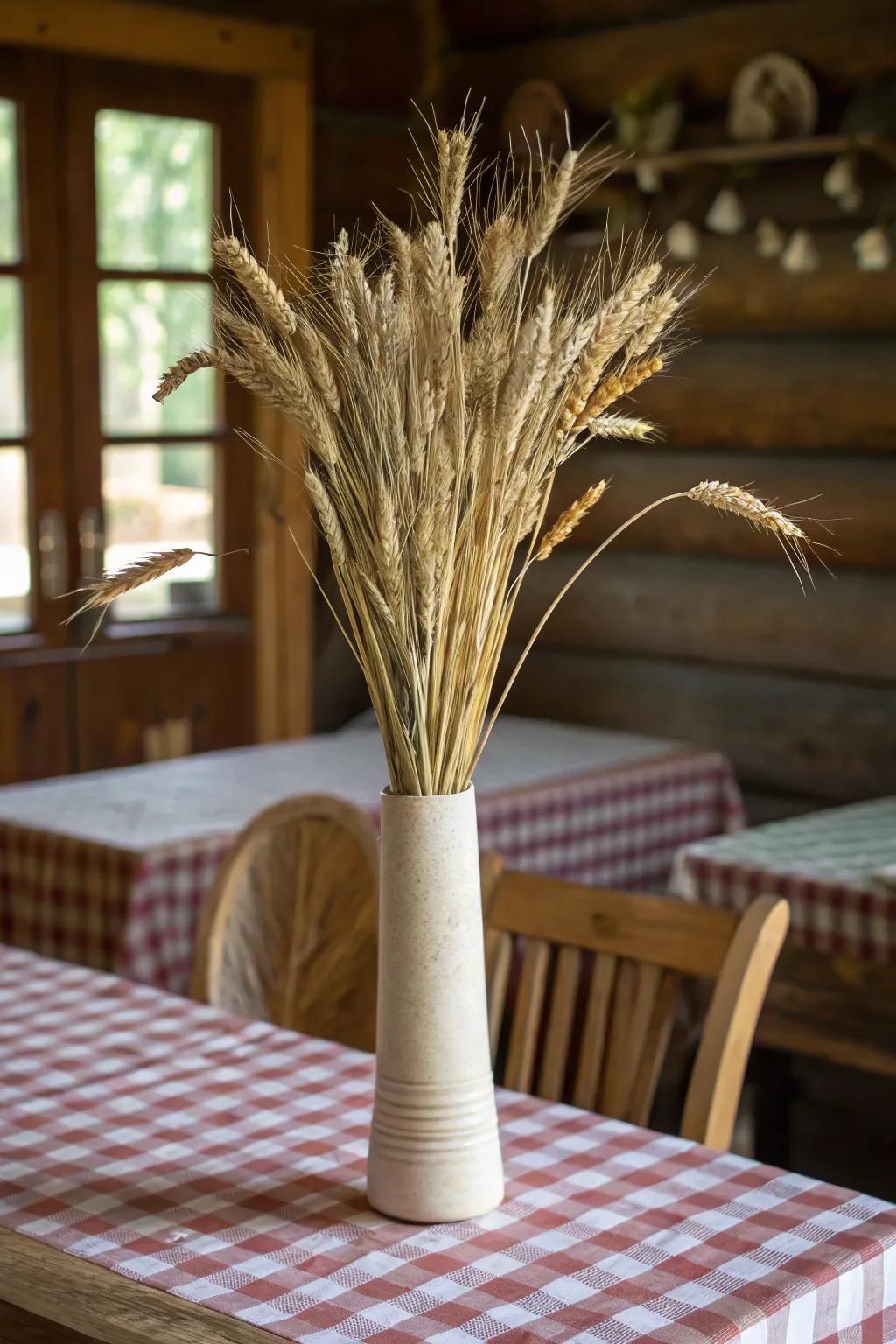 Rural charm: cereal grass carries intimacy and country elegance.