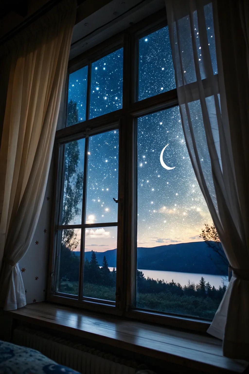 A star-studded twilight canopy conveys serenity to your abode.