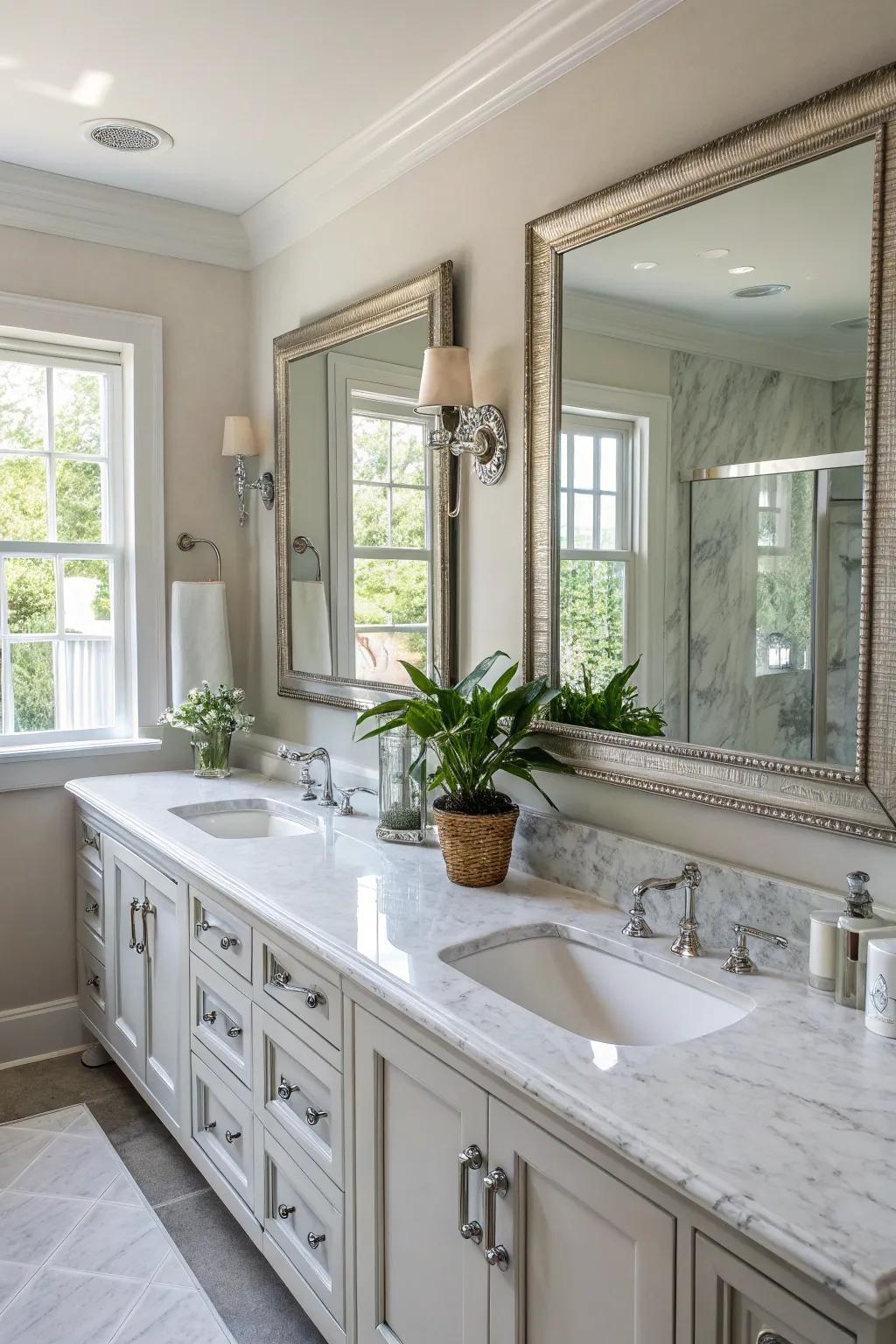 A double vanity offers both elegance and utility.