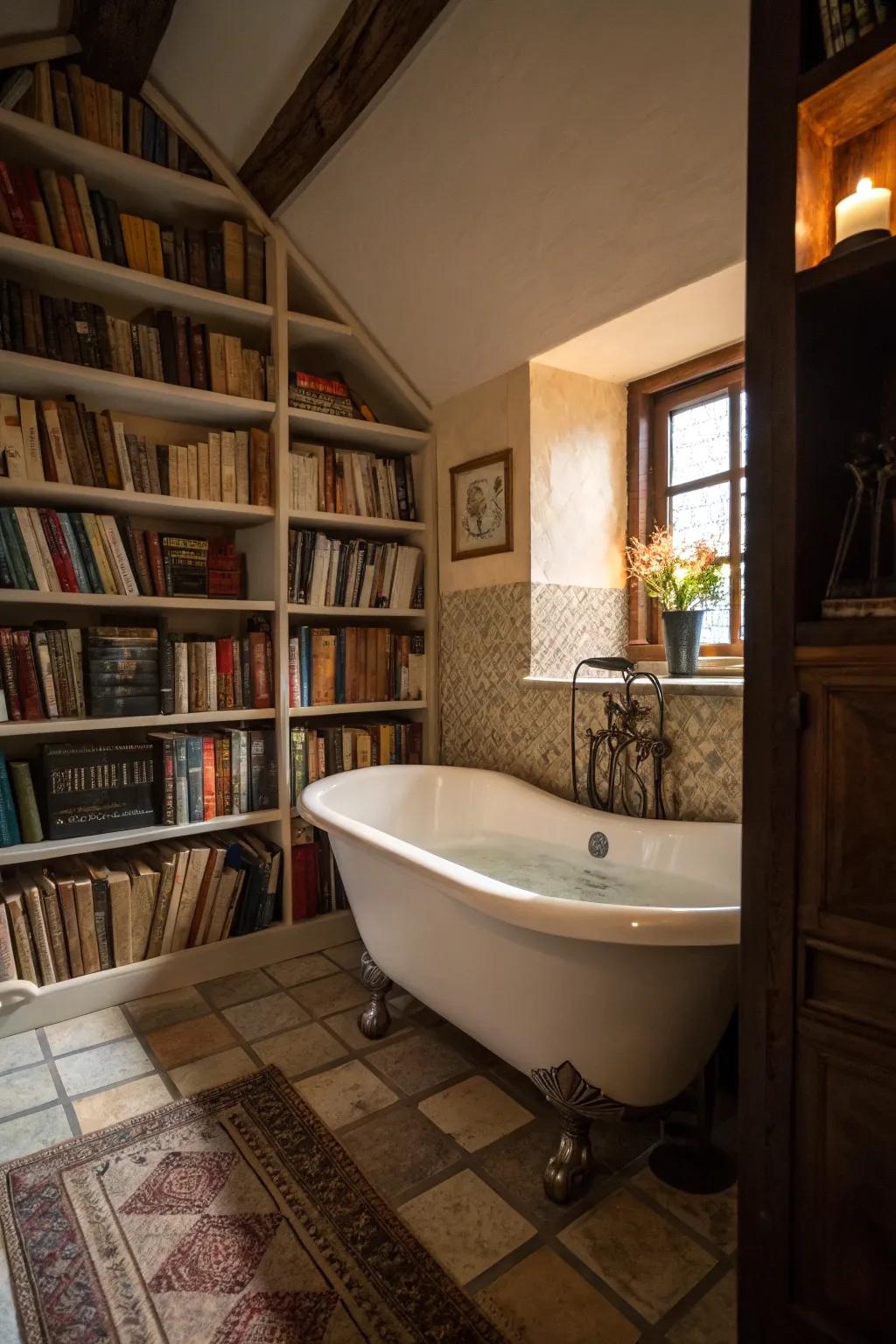 An enchanting recess where a footed bathtub becomes a private retreat.