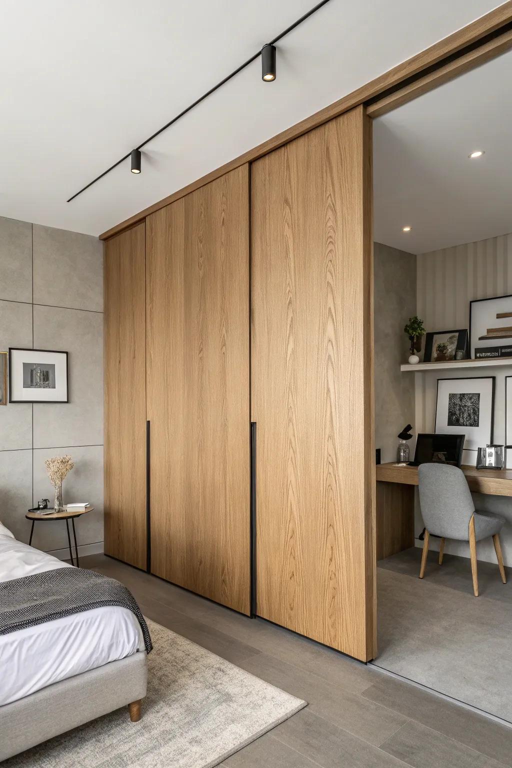 Minimalist wood doors: adding warmth and simplicity.