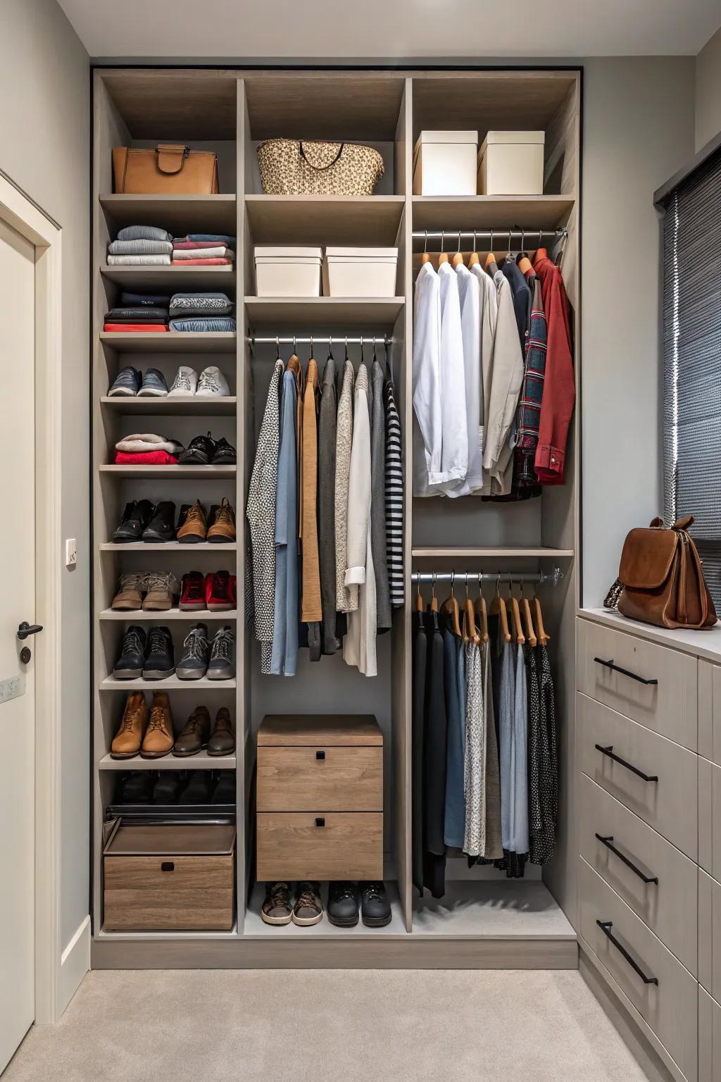 Effective use of headroom maximizes storage within your closet.