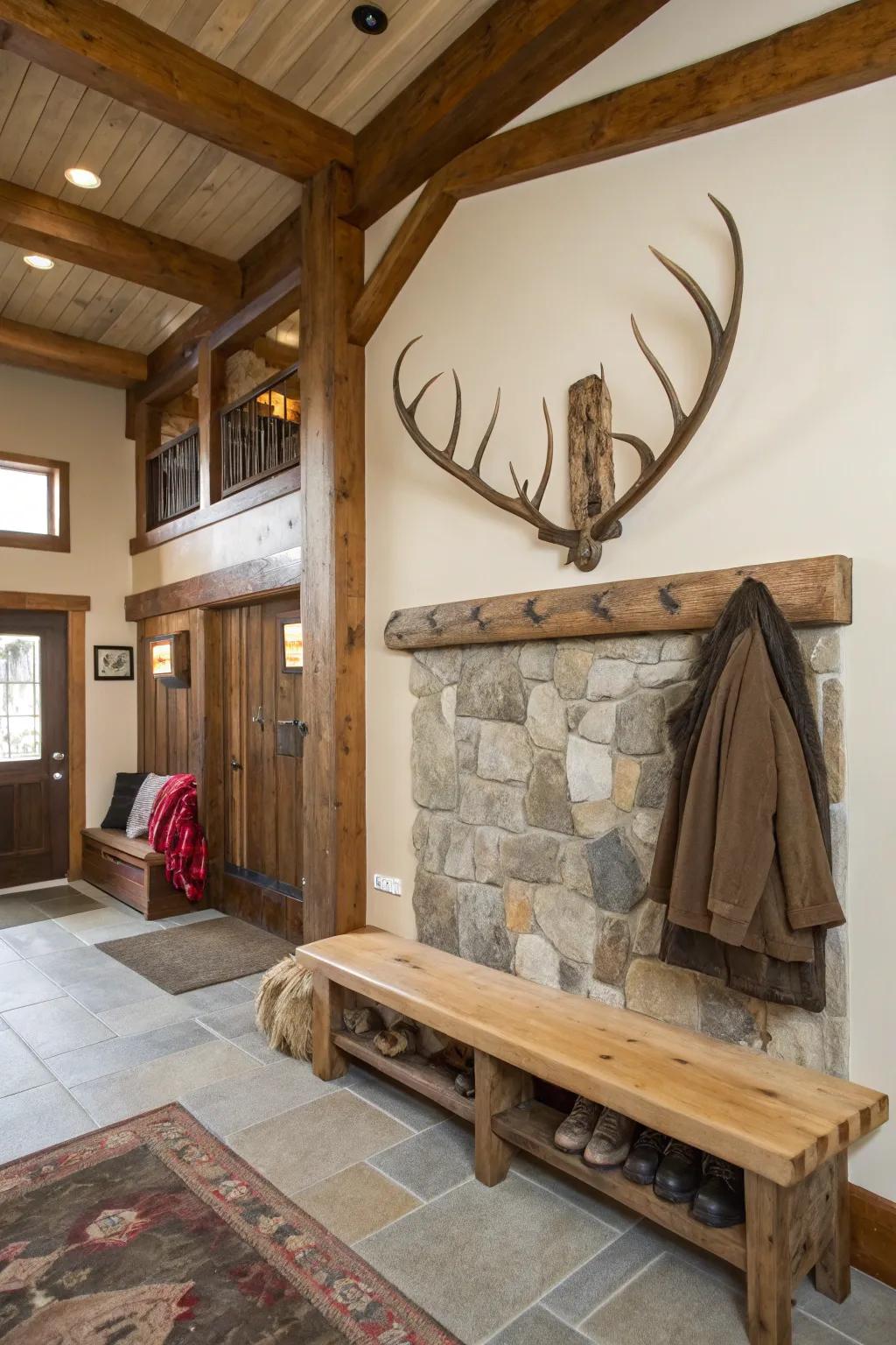 A faux horn coat rack, ideal for contributing a hint of wilderness to your décor.