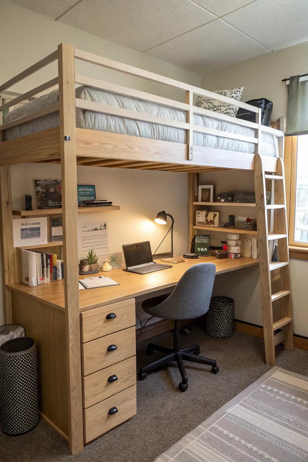 Curved furniture brings a modern and sophisticated vibe to your dorm.