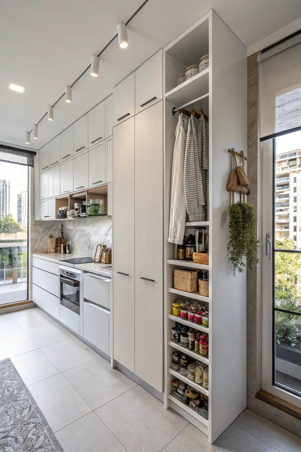 Vertical space solutions keep your cooking area organized and uncluttered.