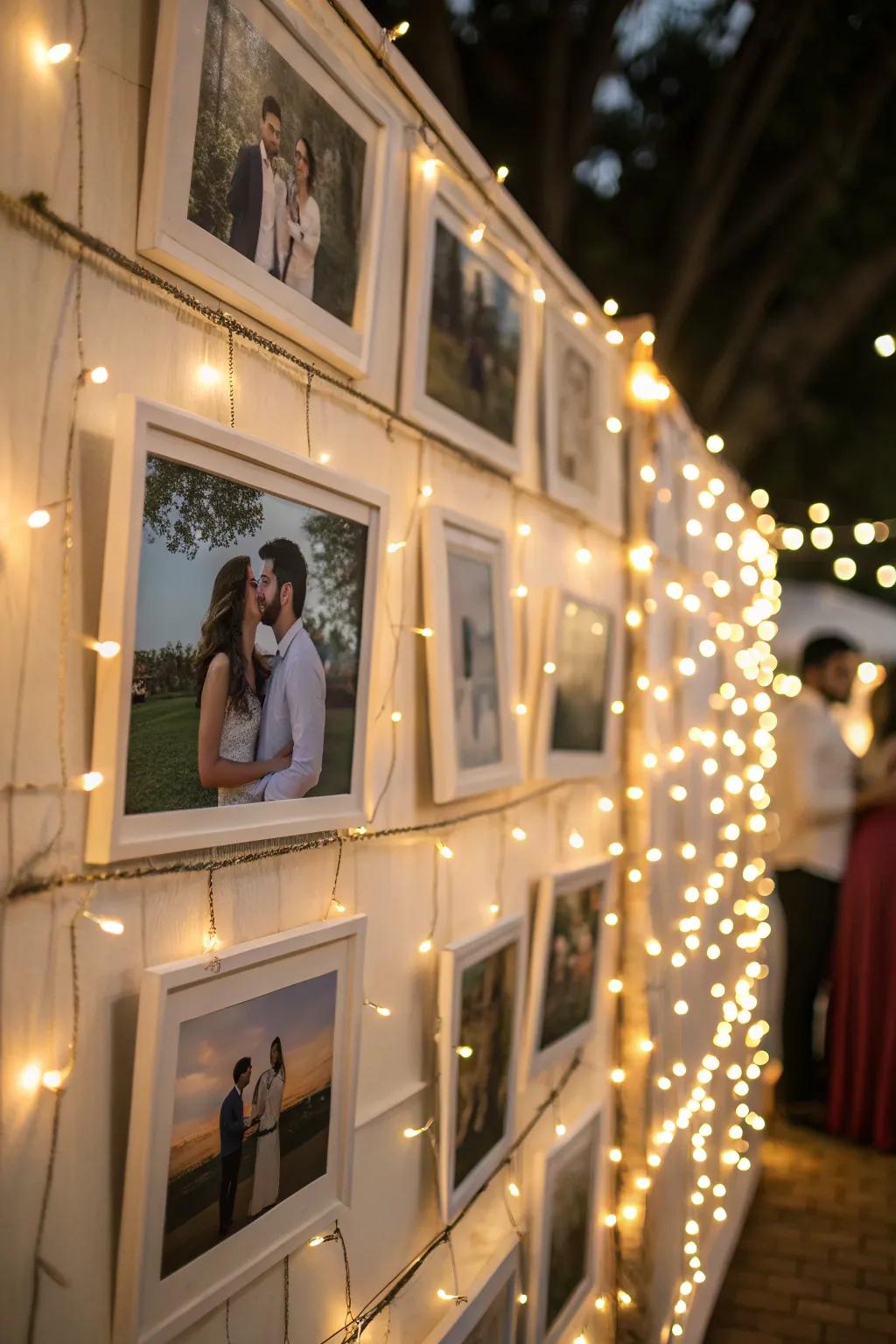 Lighting introduces a dramatic dimension to your photo wall.