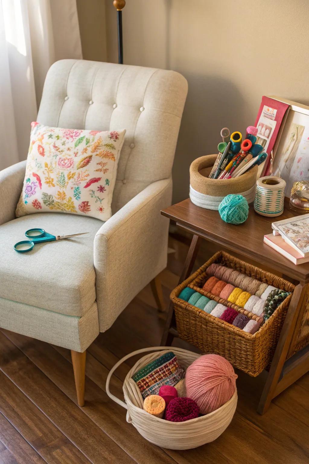 Creativity and concentration can be fostered in a dedicated crafting space.