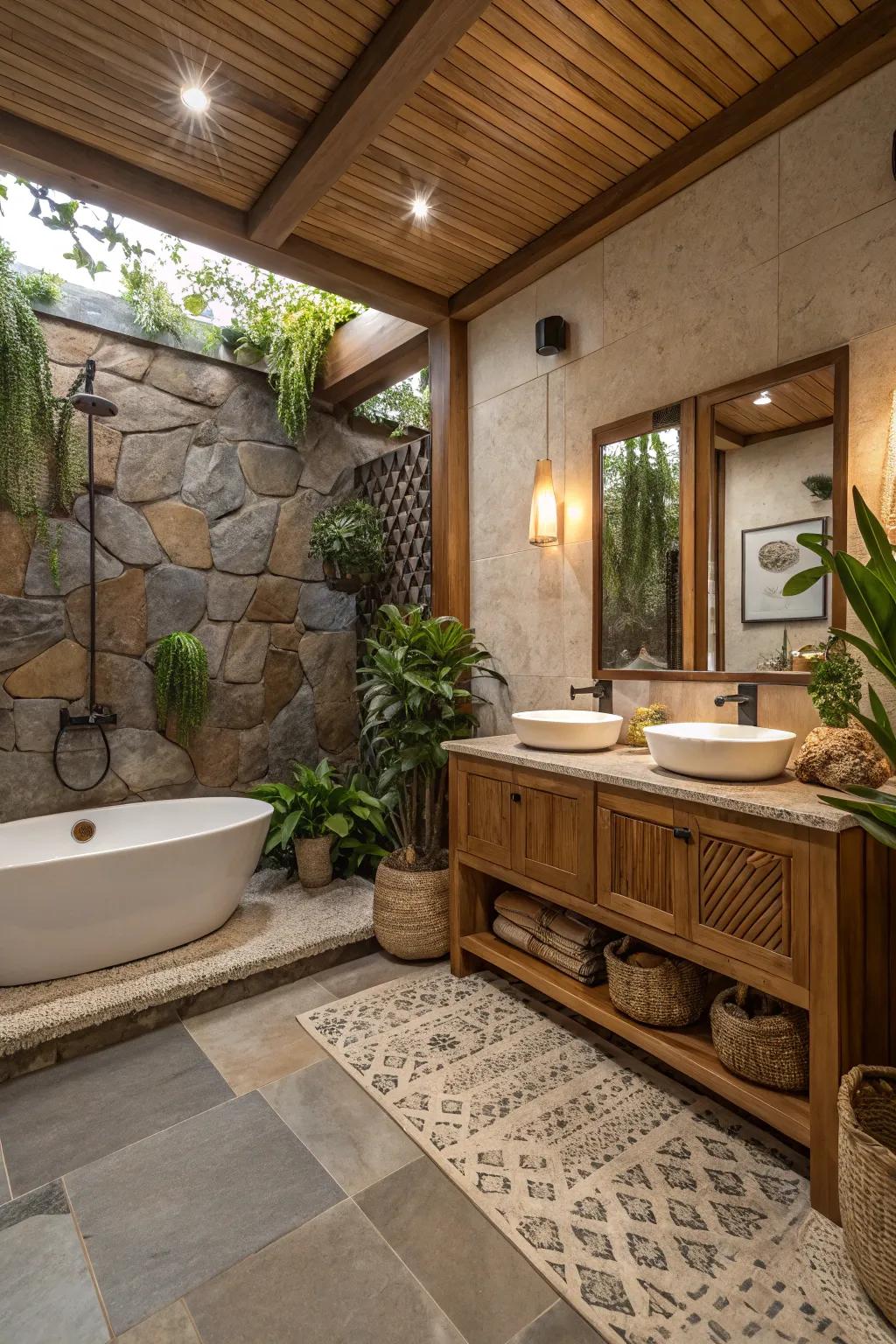 A serene bathroom inspired by the tranquility of natural elements.