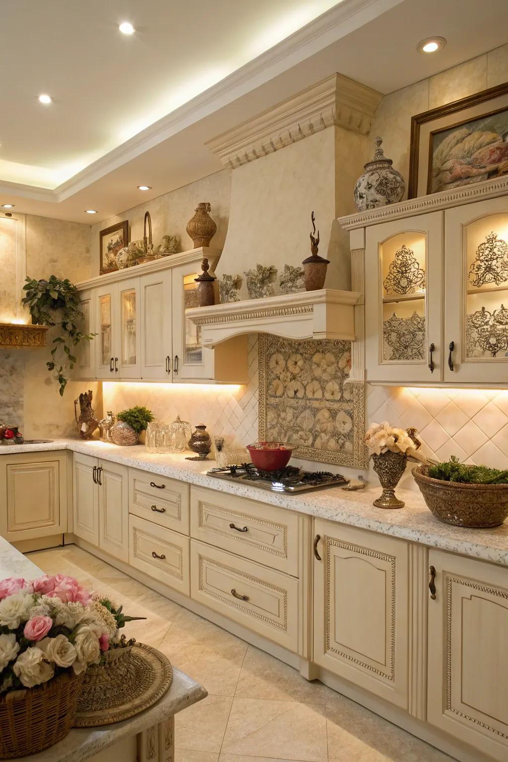 Artisan embellishments contribute texture and heat.