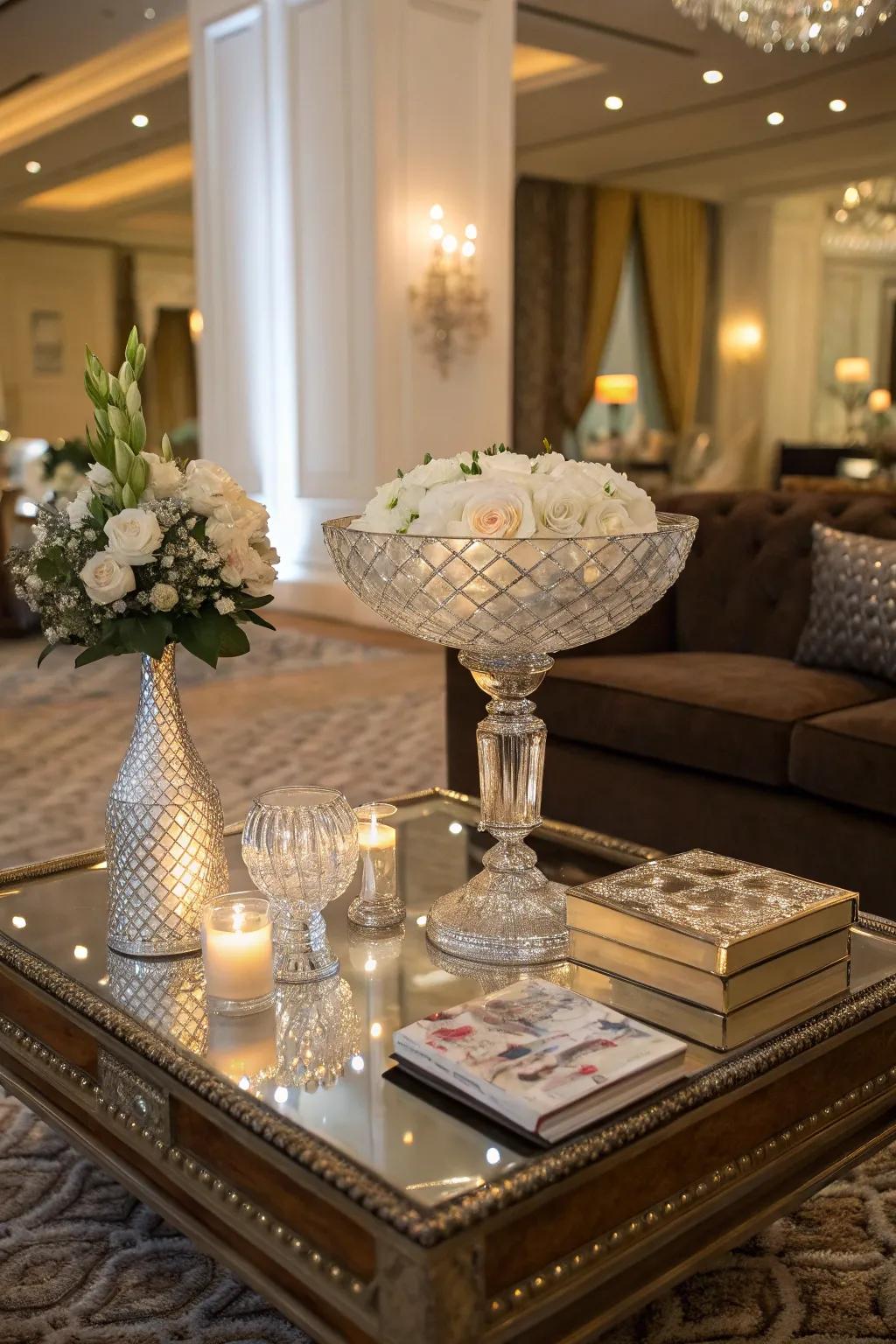 A crystal centerpiece can embody a captivating focal point in your living area.