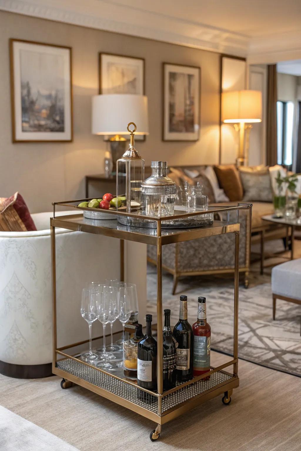 Hand-crafted beverage trolley adding sophistication and enjoyment to social events