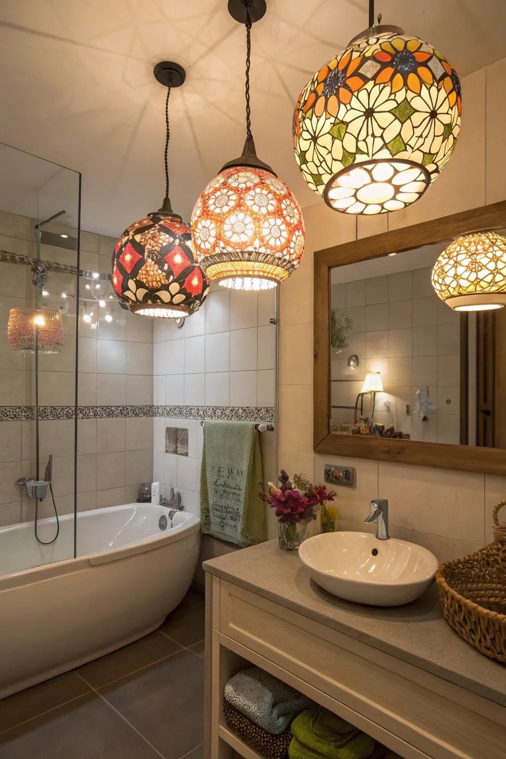 Whimsical illumination infuses comfort and persona into your bathroom.