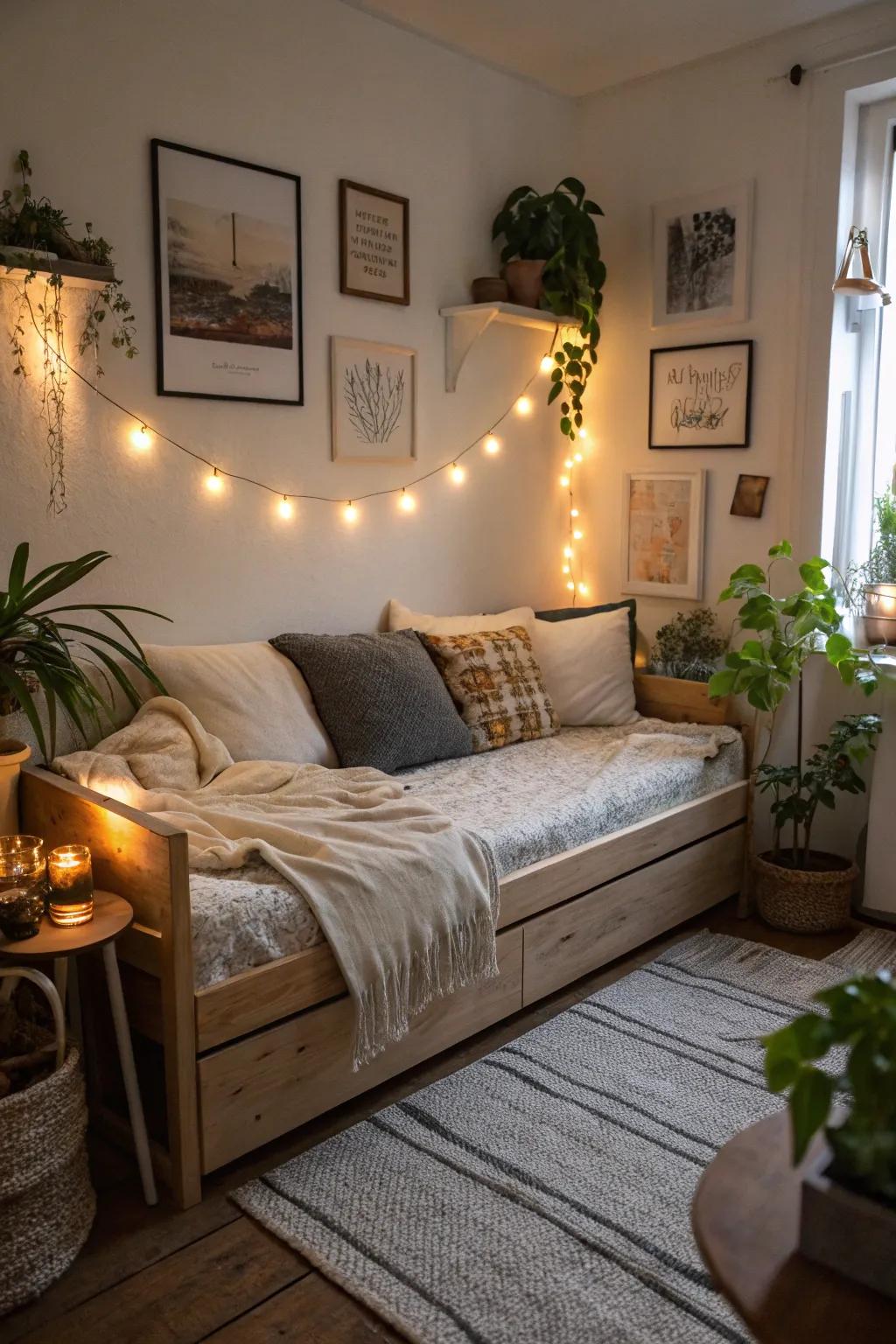 With integrated lighting, you can elevate your daybed arrangement.