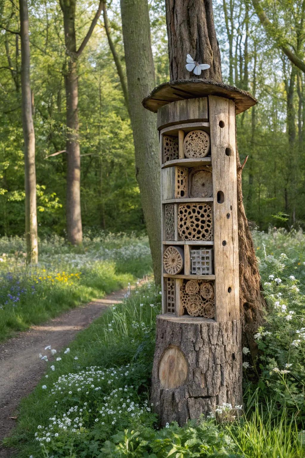 Support local wildlife with a bug hotel tree stump.