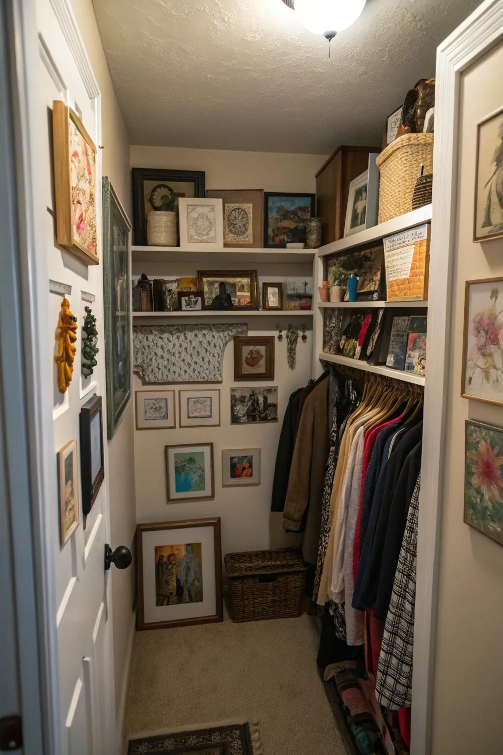 Give your closet some personality with art and decor.
