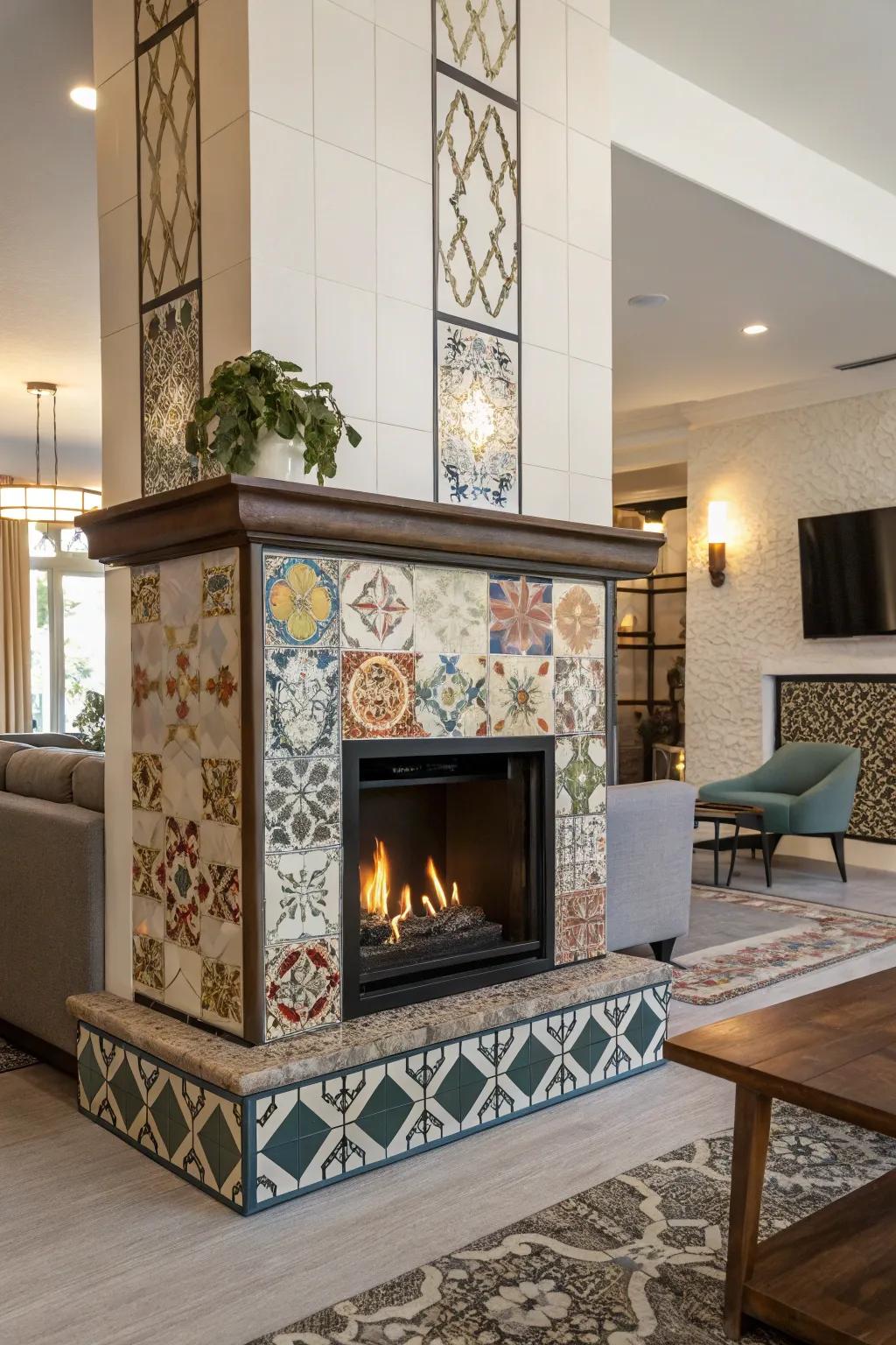 Creative surrounds transform the fireplace into a masterpiece.