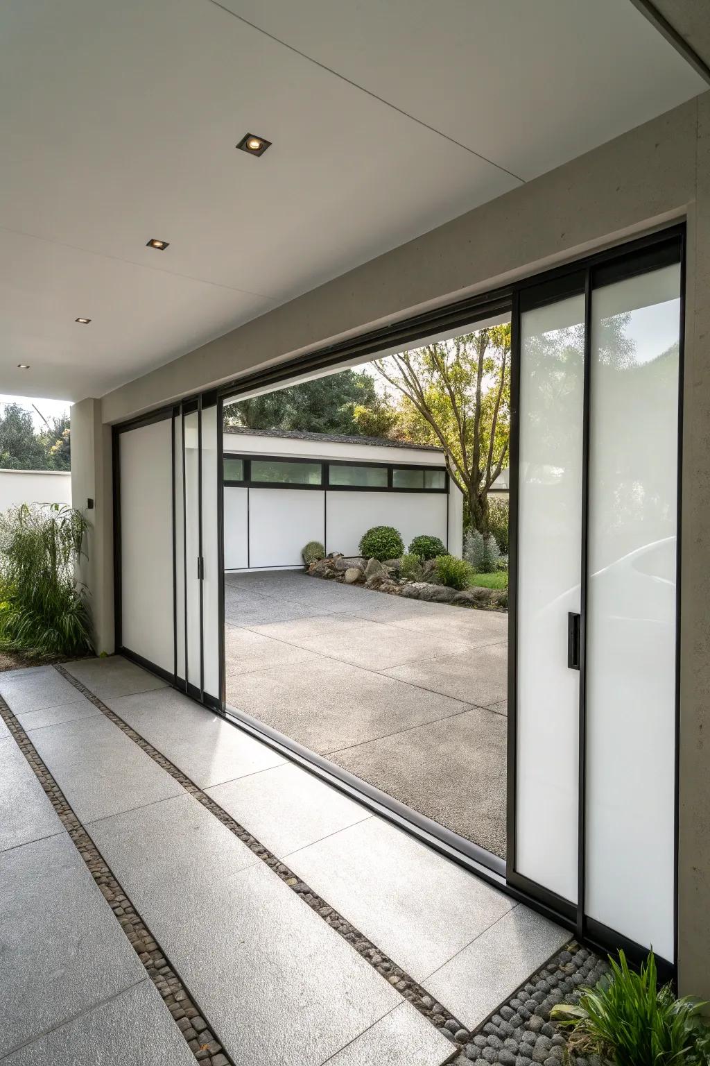 Doors that slide are sleek and saves space.