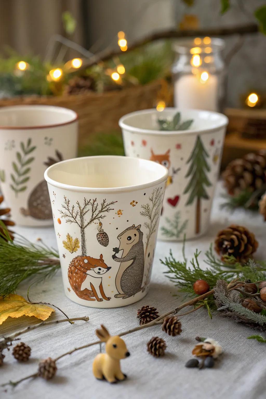 Vessels featuring whimsical woodland creatures.