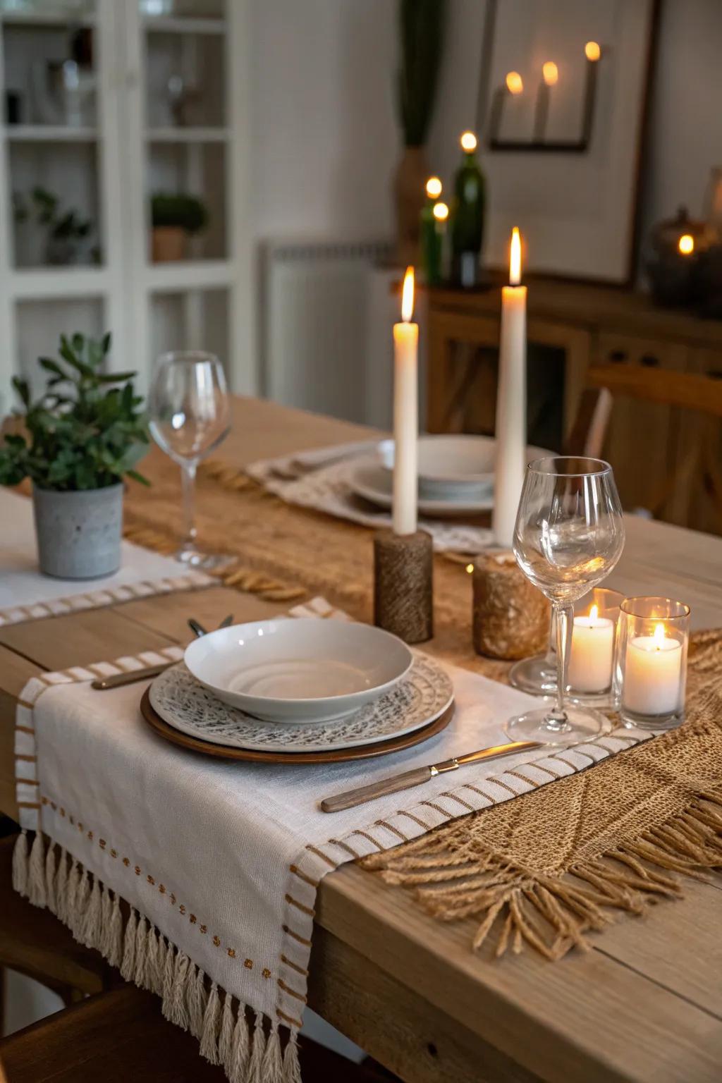 Candles add a warm, inviting glow.