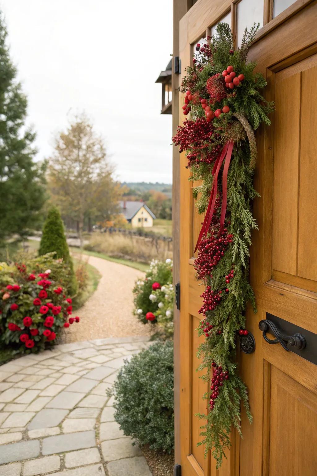 Warm and natural entryway swag for February.
