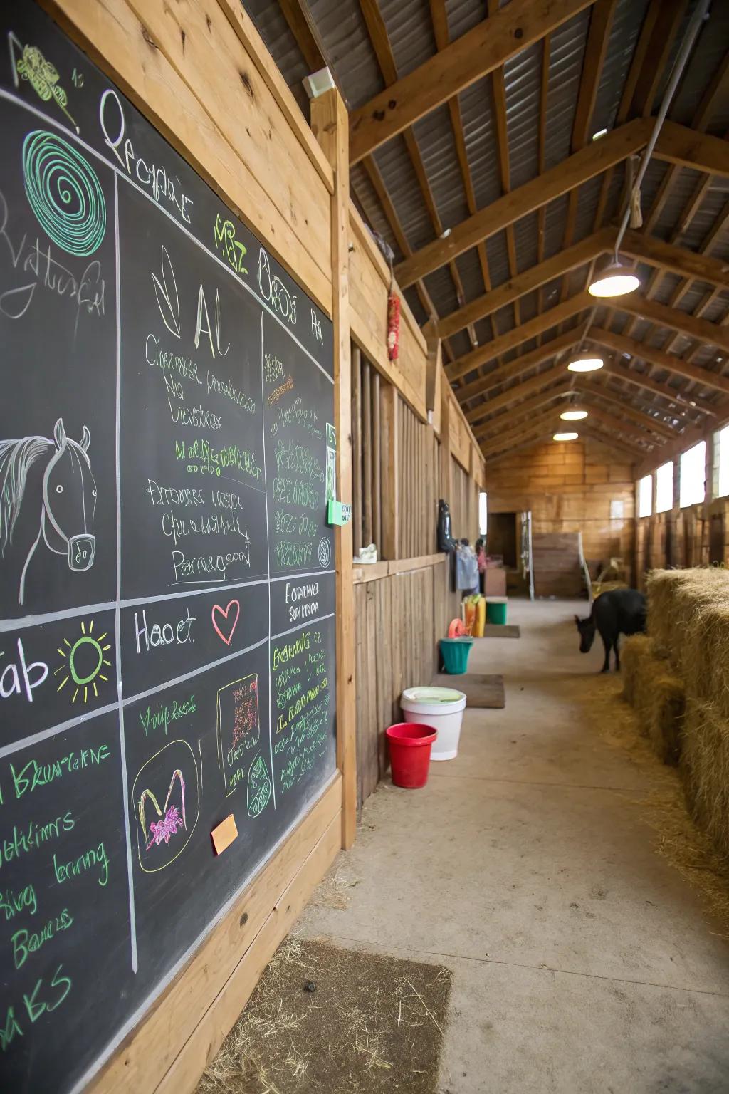 A blackboard wall incorporates a fun and usable aspect.