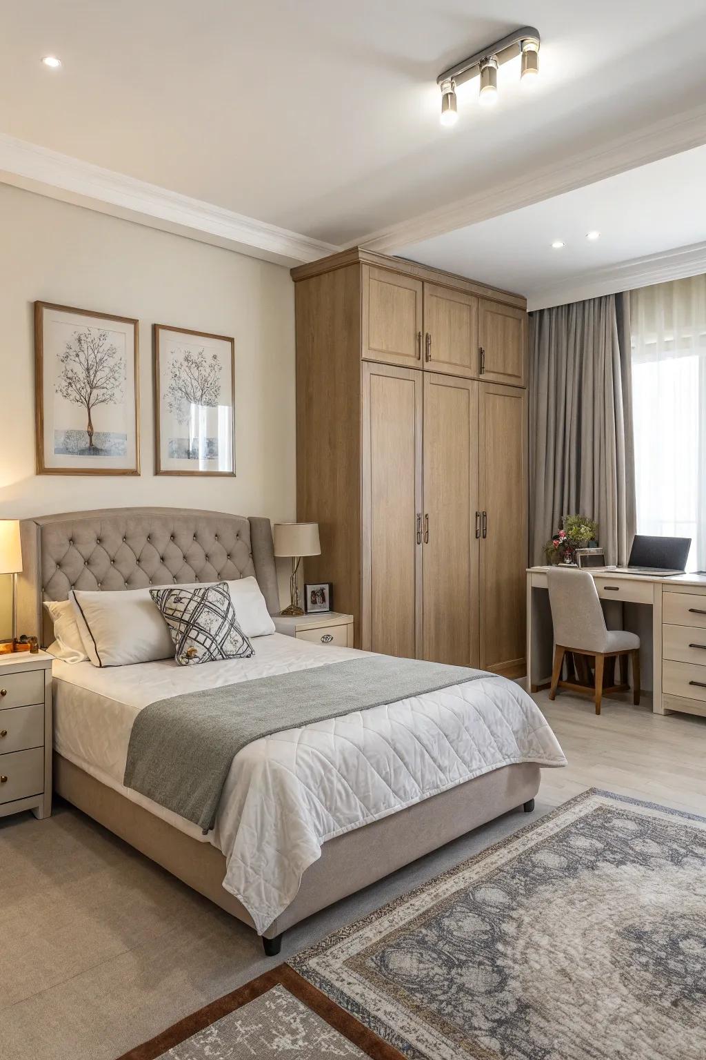 Functional furniture placement enhances flow.