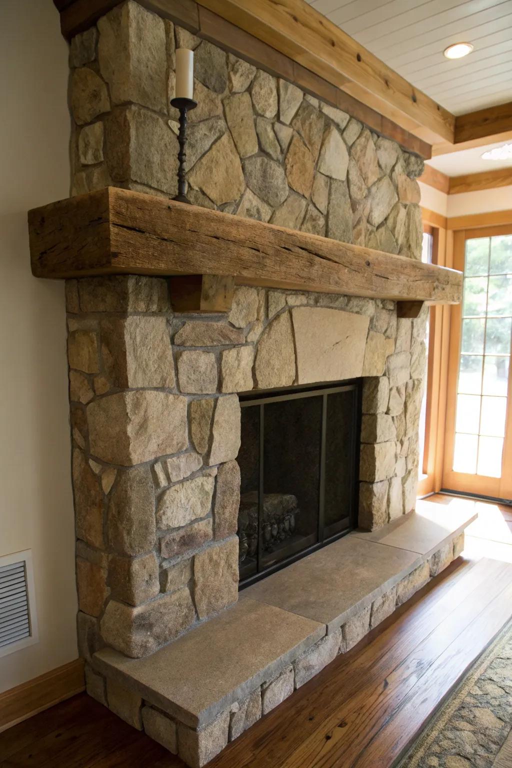 Natural materials bringing an earthy feel to the mantel.