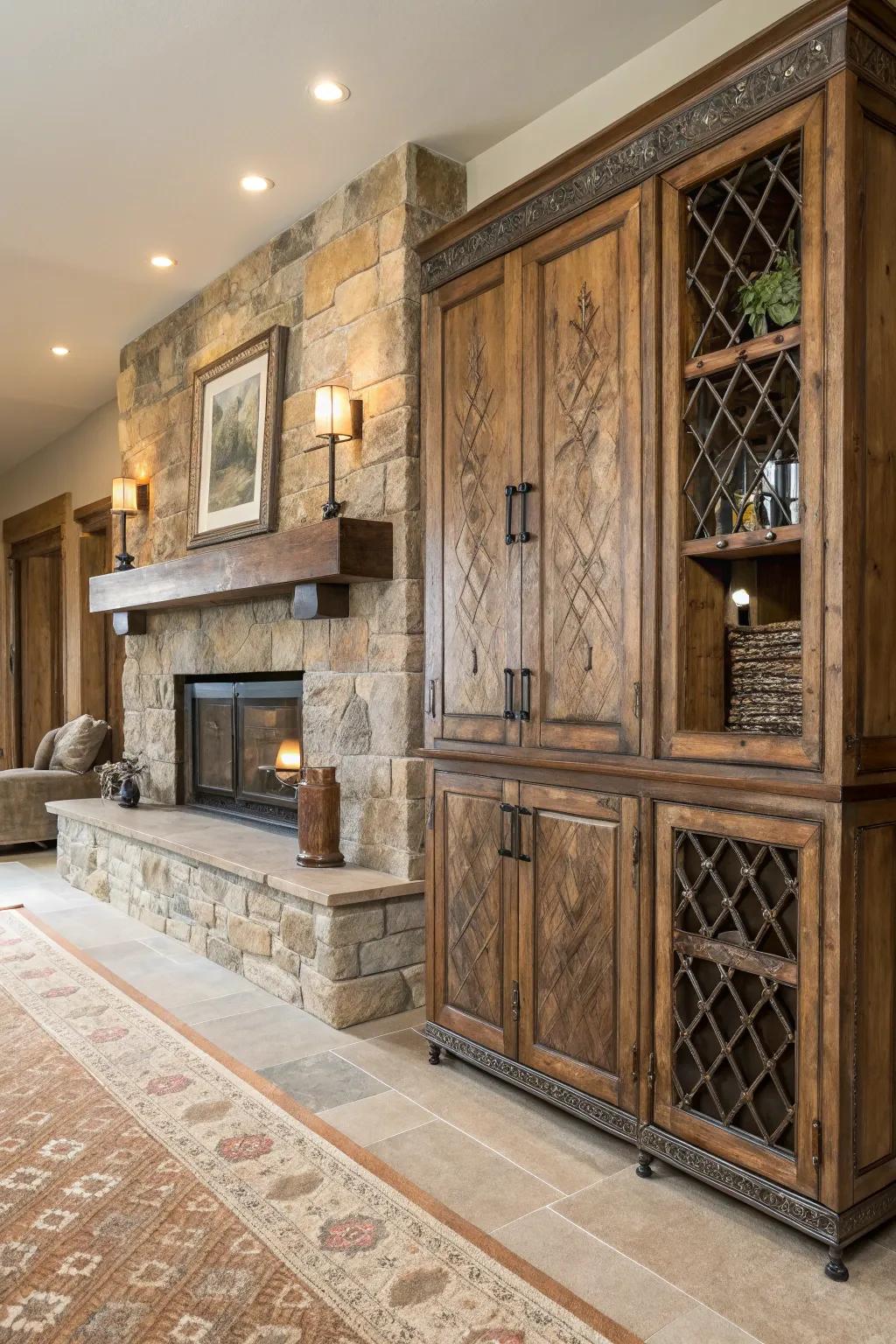 Combining textures adds depth and character to your fireplace design.
